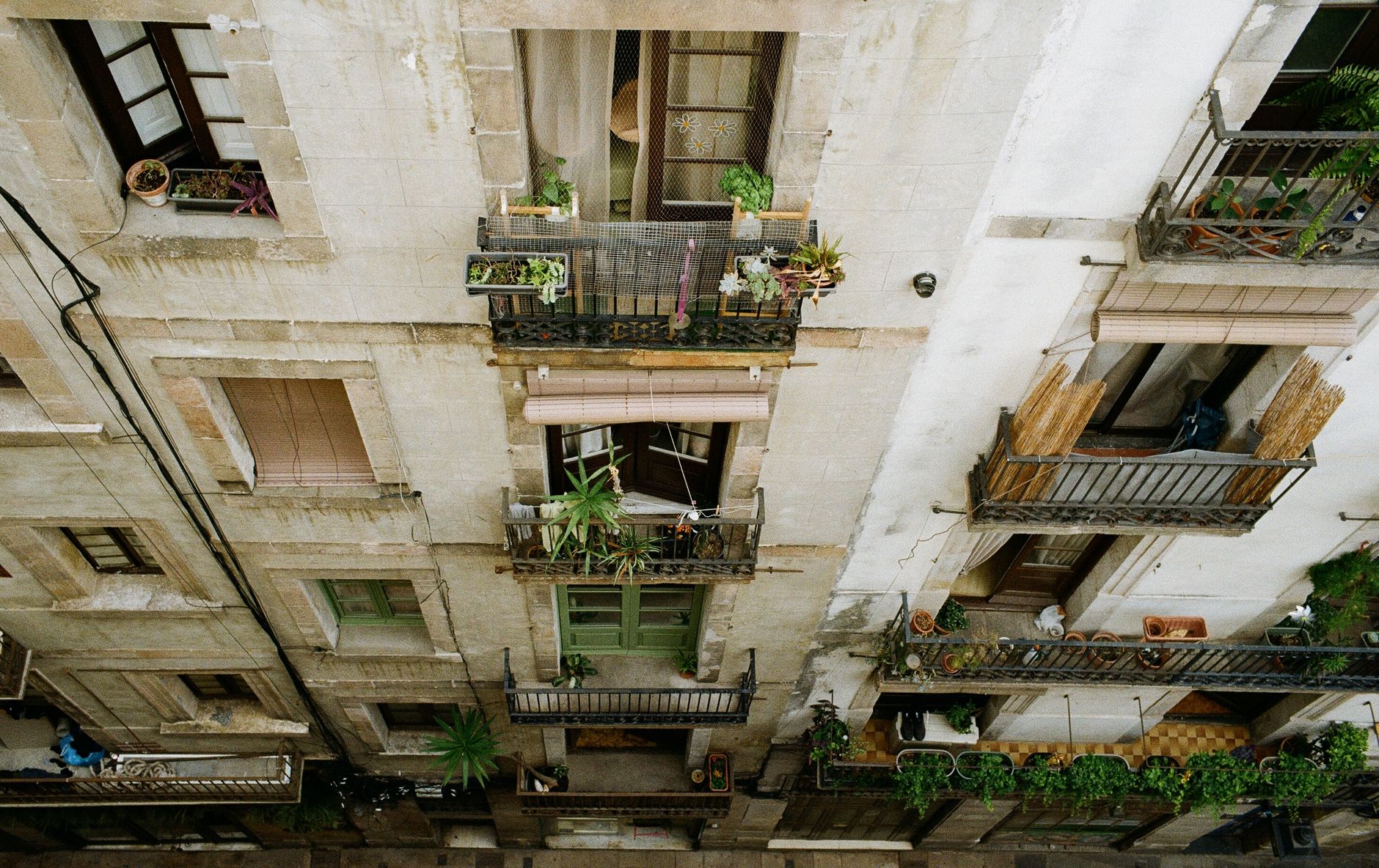 Ozek mestni balkon z lončki zelenjave